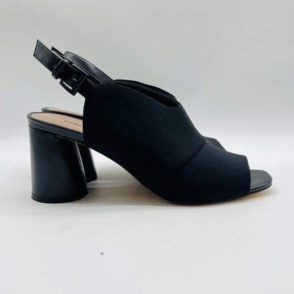 Donald J. Pliner Shoes - Donald Pliner Womens 7 Black Microfiber Heels Stacked Sandals Slingback Shoes